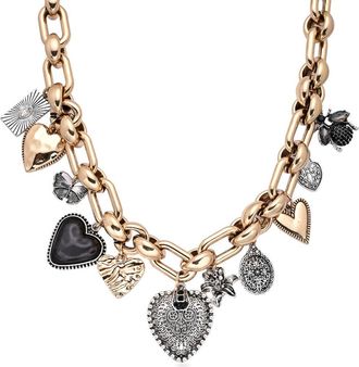 Eye Candy Los Angeles Hearts Charm Necklace in Gold at Nordstrom Rack