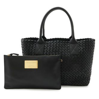 Bottega Veneta Black Leather Shoulder Bag Tote Bag (Pre-Owned)
