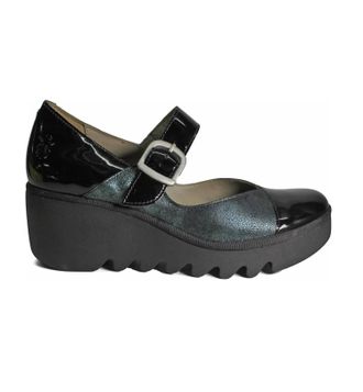 FLY London Womens Baxe Mary Jane Pump In Black Green