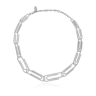 Off-white Accessoires, Dames, Grijs, ONE Size, Paperclip Ketting met Kristallen