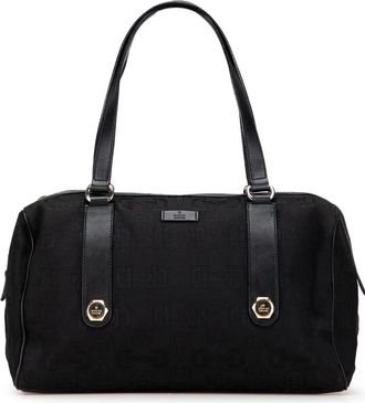 Gucci 2000-2015 Canvas Horsebit Charmy boston bag - women - Canvas/Calf Leather/Leather - One Size - Black