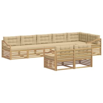 vidaXL Conjunto De Sof&aacute;s De Exterior 8 Uds. Y Beige Poli&eacute;ster Vidaxl