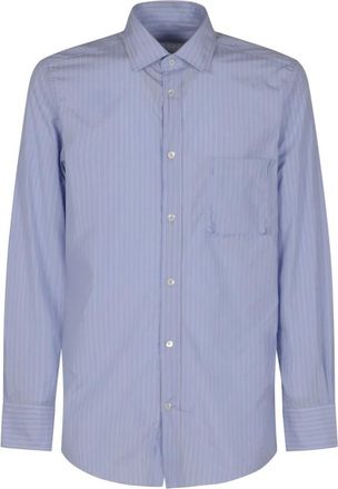 Maison Margiela Gestreepte Overhemd - Heren - Zakelijke Overhemden - Blauw - L - Katoen - Overhemden