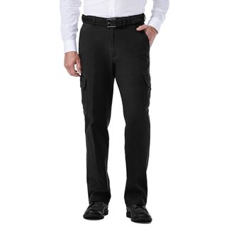 Haggar Mens Stretch Comfort Cargo Expandable-Waist Classic-Fit Pant - black - 36W x 34L