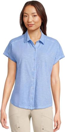 Elliott Lauren Womens Elliott Lauren Shirt Blue Enzyme Wash Jersey Short Sleeve RED1305