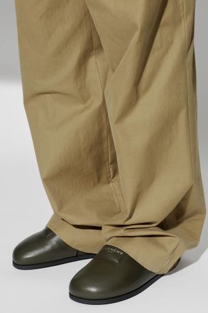 Givenchy Leather Slides With Logo Patch, Mens, Green