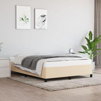 vidaXL Cama Sin Colch&oacute;n Tela Color Crema 140x200 Cm Vidaxl