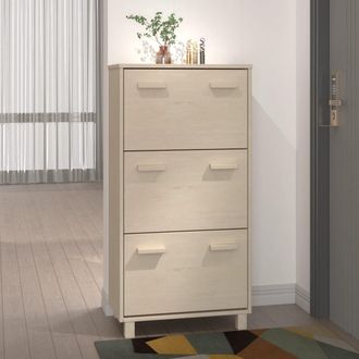 vidaXL Zapatero Hamar Madera Pino Maciza Marr&oacute;n Miel 59,5x35x117 Cm Vidaxl