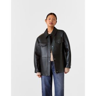 Whistles Clean Bonded Leather Jacket in Black at Nordstrom, Size X-Small