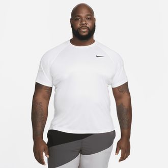 Nike Mens Essential Dri-FIT Short-Sleeve Swim Hydroguard (Extended Size) in White | NESSA700-100