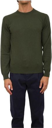 Corneliani Stijlvolle Gebreide Kleding voor Mannen - Heren - Ronde hals truien - Groen - L - Wol - Truien & Vesten