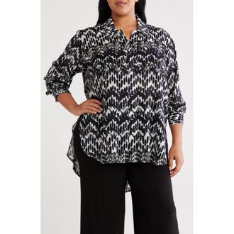 Universal Standard Toni Print High-Low Tunic Top in Navy Paint Print at Nordstrom Rack, Size S (14W-16W)