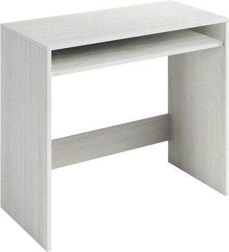 Dmora Scrivania Acu, Scrittoio lineare con ripiano fisso, Tavolo da studio o ufficio porta PC, 79x43h78 cm, Bianco effetto legno