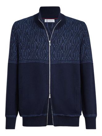 Brunello Cucinelli Cardigan con effetto jacquard - Blu