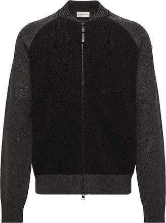 Moncler Moncler Boucl&eacute; Wool & Cashmere Blend Zip Cardigan, Men, Grey, Size: 3xl