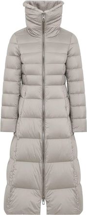 Duno Quilted Stand-Collar Long Down Coat
