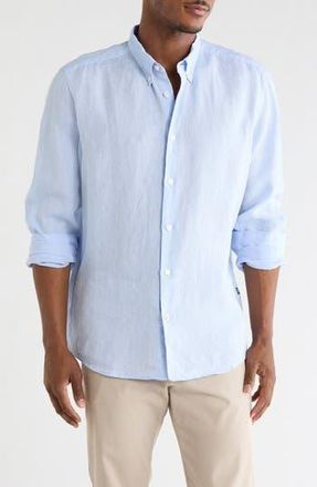 BOSS Liam Linen Dress Shirt in Light/Pastel Blue at Nordstrom Rack, Size Xx-Large