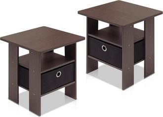 Furinno Petite End Table Bedroom Night Stand, Set of Two