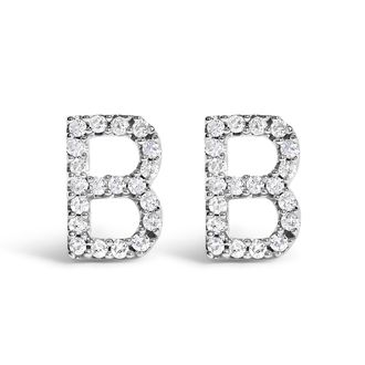 House of Brilliance 10K Gold 1/10 Cttw Diamond Initial A to Z Stud Earring