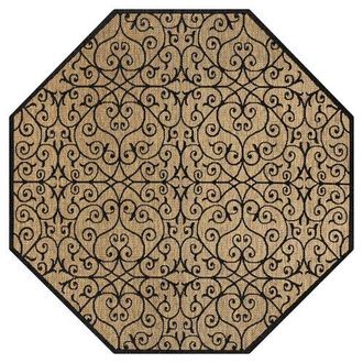 Jonathan Y Designs Madrid Vintage Filigree Textured Weave Octagon Indoor/Outdoor Area Rug in Black/khaki at Nordstrom, Size 8Ft 0In X 8Ft 0In