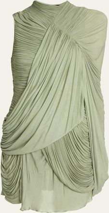 Balmain One-Shoulder Draped Mini Dress