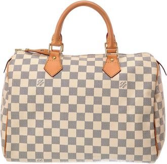 Louis Vuitton White Damier Azur Canvas Speedy 35 (Authentic Pre-Loved)