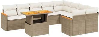 vidaXL Juego De Sof&aacute;s Jard&iacute;n Con Cojines Beige 10 Pzas Rat&aacute;n Sint&eacute;tico Vidaxl