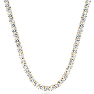 Pompeii3 33 Ct Round-Cut Diamond Tennis Necklace 14K Yellow Gold 18