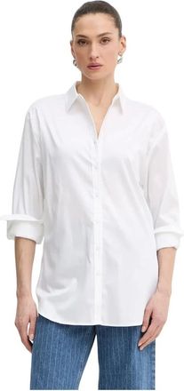 Guess Overhemden, Dames, Wit, S, Katoen, USA Long-Sleeve Shirt