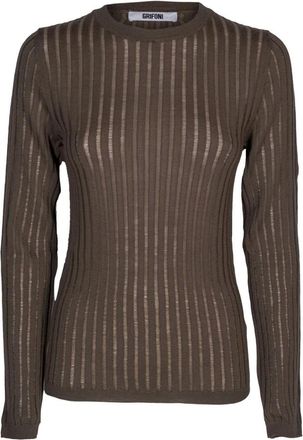 Mauro Grifoni Dames, Truien, Bruin, Maat: XL Wol