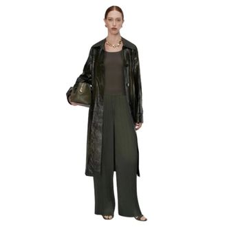 Joseph Joseph, Wide Trousers, female, Green, Size: M Amber Pleated Satin Trousers