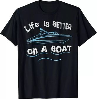 Biyan Life is Better on a Boat Captain Boater Boating Pontoon Gift Unisex T-Shirt