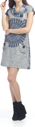 Papillon Mandala Short Sleeve Sweater Dress In Grey