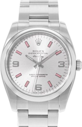 Rolex Pre-owned Rolex Air King 34 Automatic Chronometer Silver Dial Mens Watch 114200 SSO