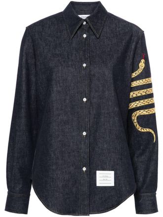Thom Browne Camicia denim con dettaglio a 4 righe - Blu
