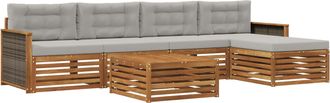 vidaXL Conjunto De Sof&aacute;s De Exterior 6 Uds. Natural Y Gris Claro Vidaxl
