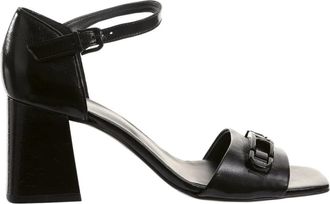 H&ouml;gl Platte Sandalen Charlotta - Dames - Sandalen met hakken - Zwart - 36 EU - Leer - Schoenen