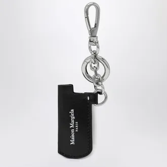 Maison Margiela Portachiavi nero in pelle con logo