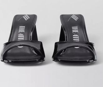 The Attico patent leather square-toe block-heel mules