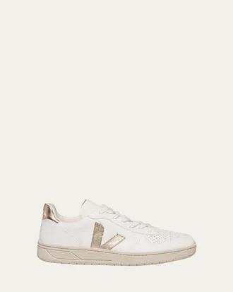 Veja V-10 Bicolor Metallic Low-Top Sneakers