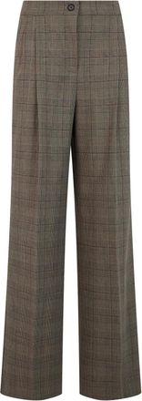 Pinko Pinko, Broeken, Dames, Bruin, XS, Wol, Wijde broek met ruitpatroon