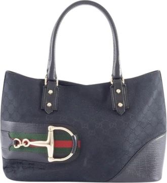 Gucci Pre-owned Handbags, female, Blue, Size: ONE SIZE Pre-owned Canvas Handbag
