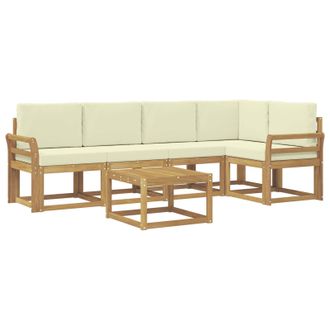 vidaXL Conjunto De Sof&aacute;s De Exterior Con Coj&iacute;n 6 Pcs Blanco Y Crema Vidaxl
