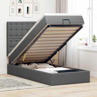 vidaXL Estructura Cama Otomana Colch&oacute;n Tela Gris Oscuro Vidaxl