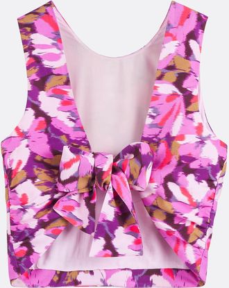 La Redoute Collections Mouwloze top met striksluiting op de rug in bloemenprint
