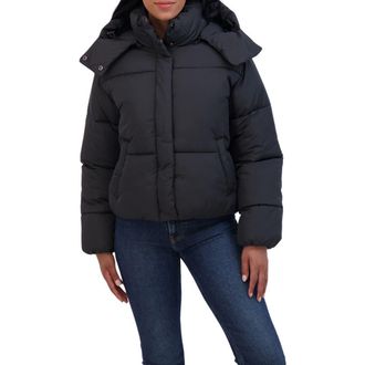 Sebby Short Hooded Puffer Jacket in Black at Nordstrom Rack, Size X-Large