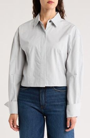 Rag & Bone Becca Crop Poplin Button-Up Shirt in Storm at Nordstrom Rack, Size Small