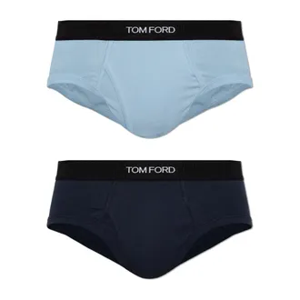 Tom Ford Ondergoed, Heren, Blauw, S, Katoen, Twee-pack slips met logo