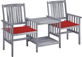 vidaXL Sillas De Jard&iacute;n Con Mesita Y Cojines Madera Maciza Acacia Vidaxl