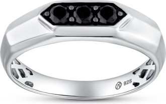 LuvMyJewelry Tora 0.3CT Hexagon Black Spinel Ring 925 Silver